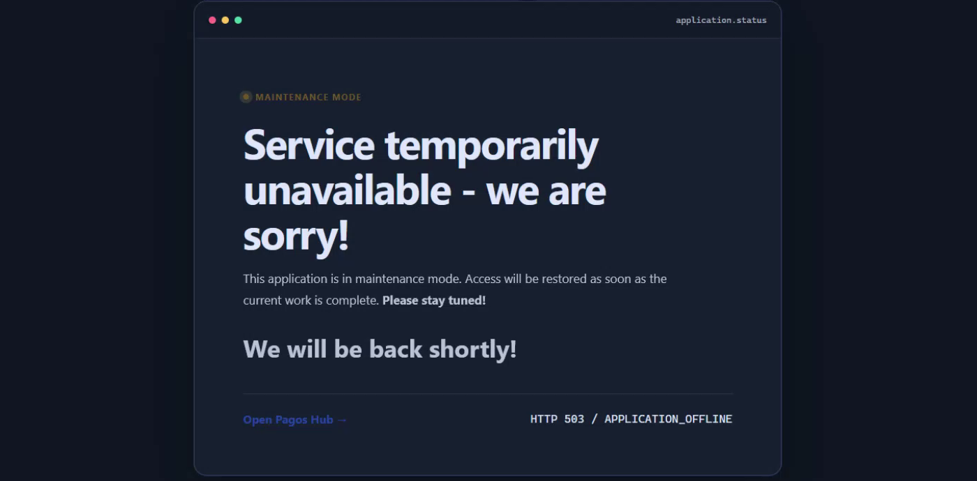 Service Console maintenance page preview with a custom offline message