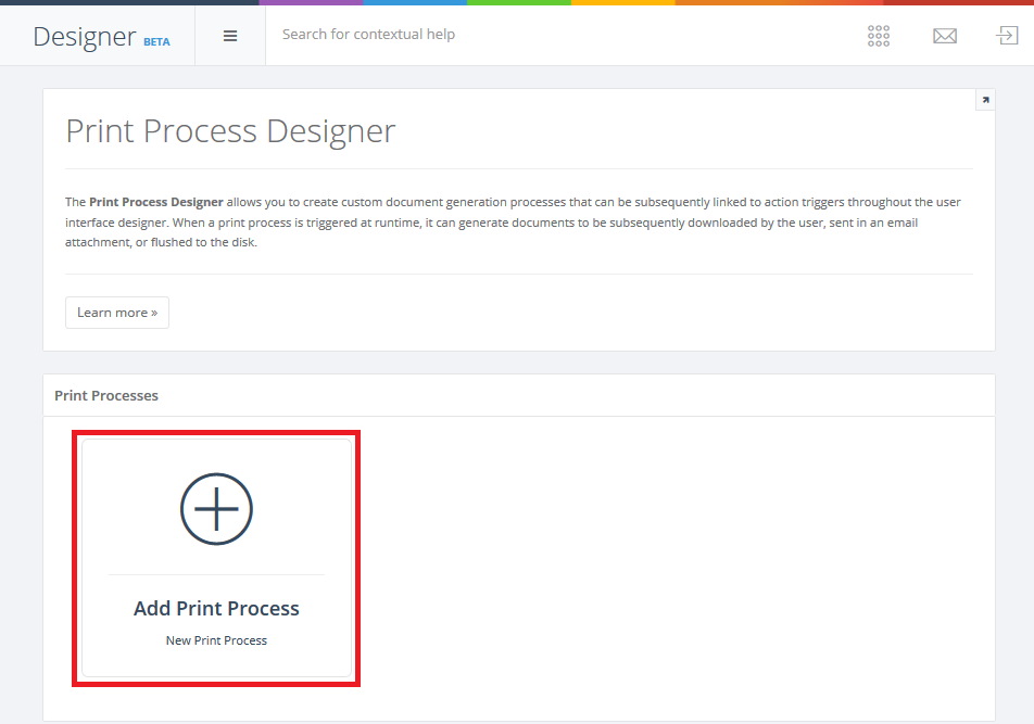 Create a Print Document interface screenshot 1