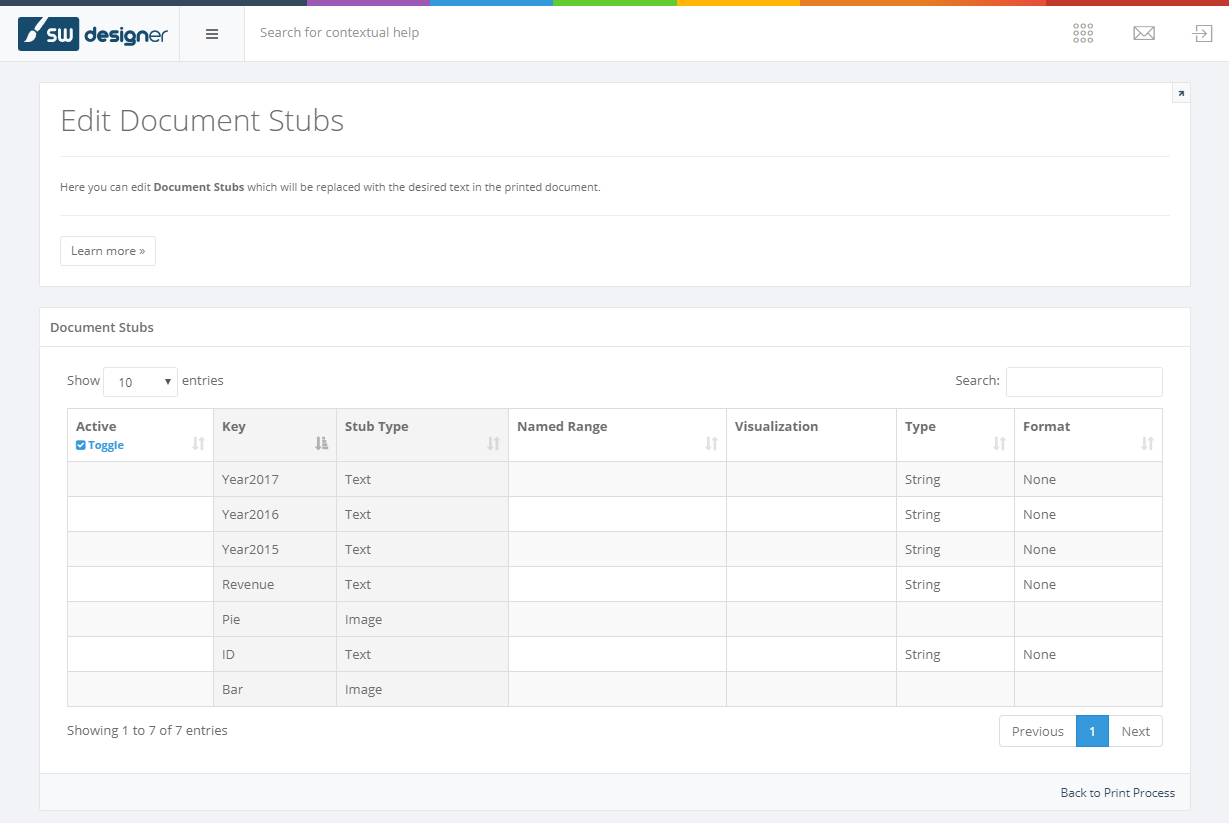 Create a Print Document interface screenshot 2