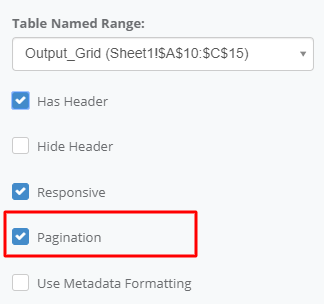 Pagination interface screenshot 6 in Output Grid