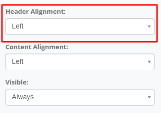 Header Alignment interface screenshot 9 in Output Grid