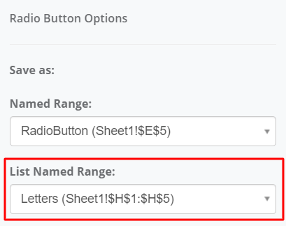 List Named Range interface screenshot 7 in Radio Button