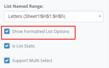 Show Formatted List Options interface screenshot 8 in Radio Button