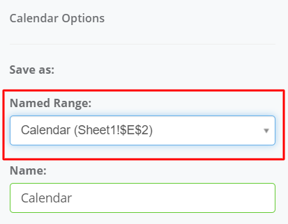 Named Range interface screenshot 1 in Calendar