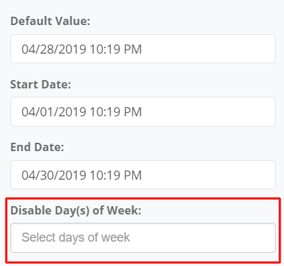 Disable Day(s) of Week interface screenshot 13 in Calendar