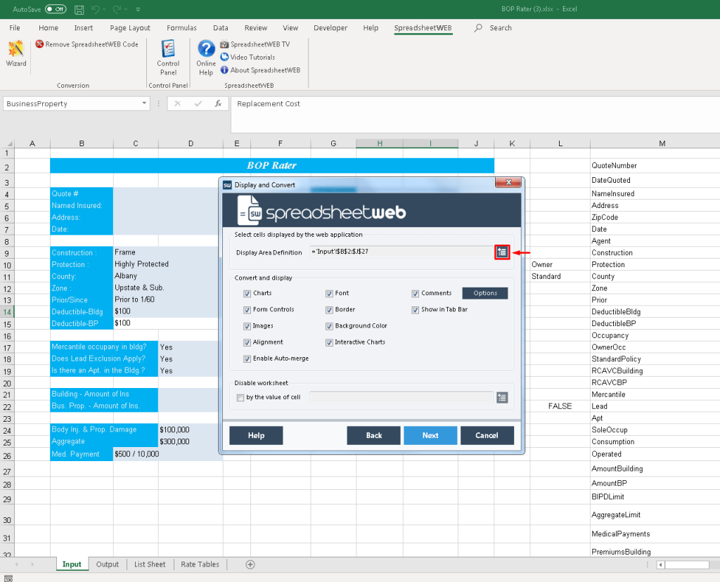 Begin Conversion interface