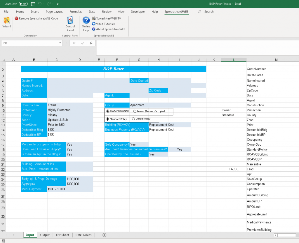 Input Selection interface
