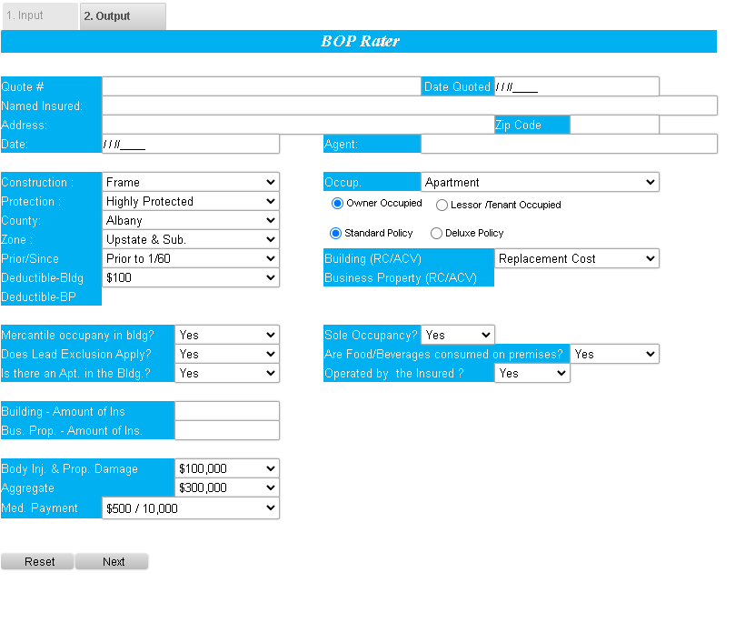 Input Selection interface