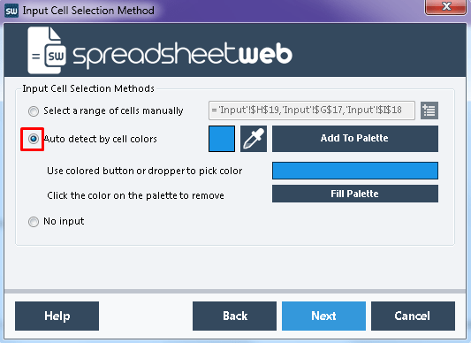 Input Selection interface