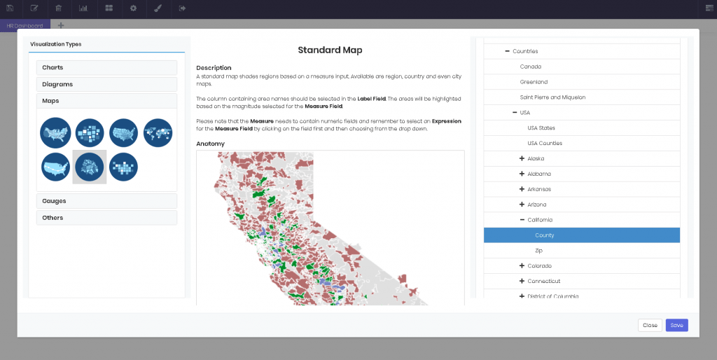 Maps interface