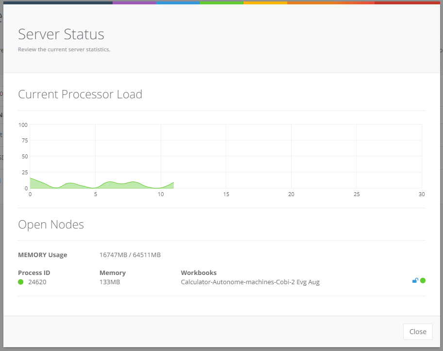 Server resource and workbook process details