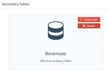 secondarytable delete: Secondary Tables interface screenshot 10 in Database
