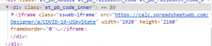 The ssweb-iframe class applied to an iframe element in the page source