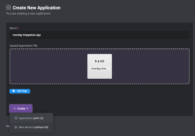 1. Upload you Excel file and create an application on SpreadsheetWeb interface screenshot 2 in monday.com