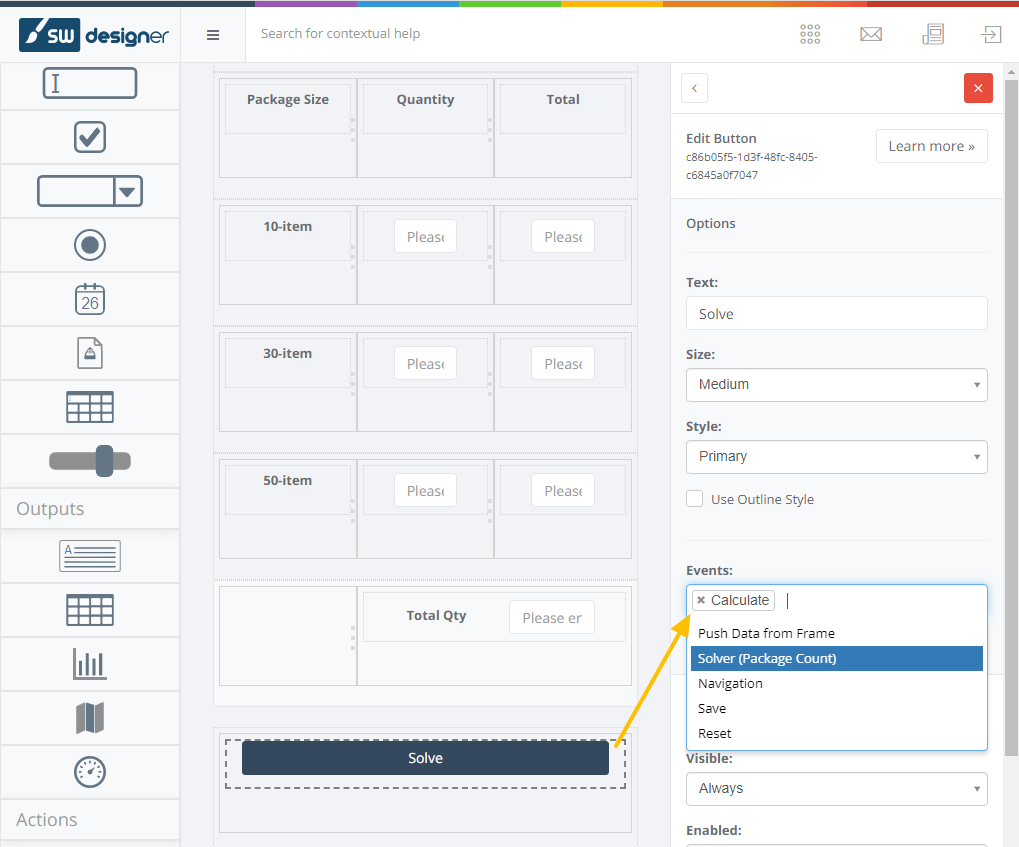 Solver in SpreadsheetWEB 07