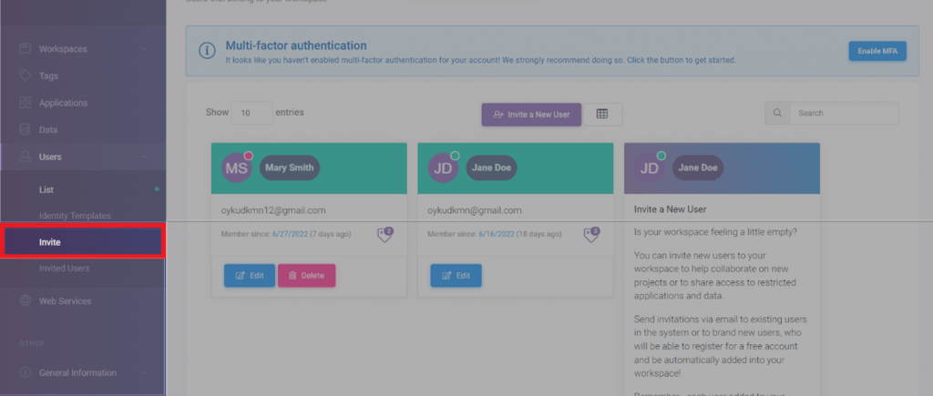 Users Picture 3: Invite a New User interface screenshot 2 in User Invitation