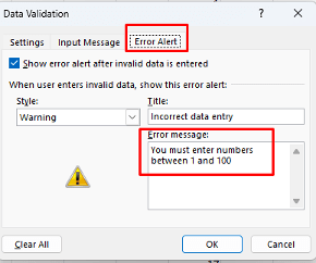 Create Error Message interface screenshot 38 in Textbox
