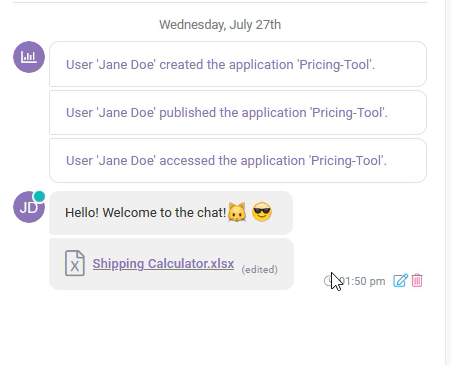 Application Data Chat 03 min: Application Chat interface screenshot 3