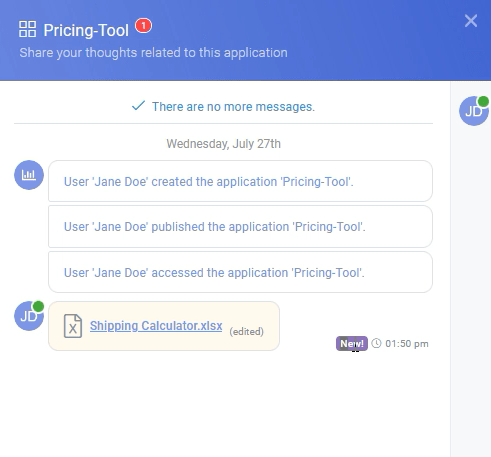 Application Data Chat 05 min: Application Chat interface screenshot 5