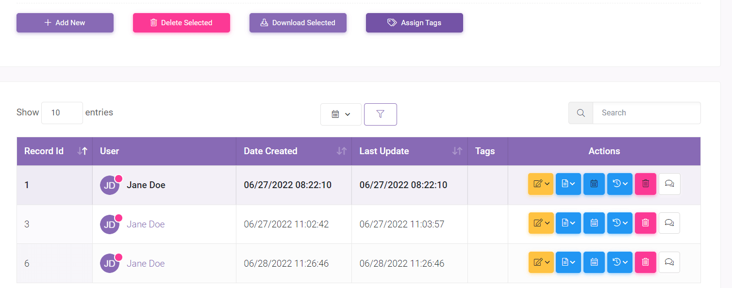 Assigning Tags to Records 03 min: Assigning Tags to Records interface screenshot 3