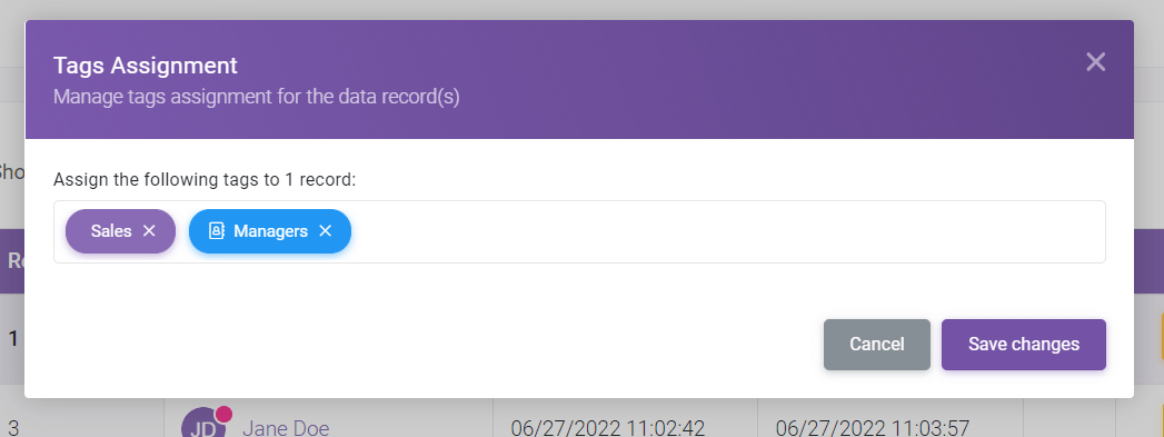 Assigning Tags to Records 04 min: Assigning Tags to Records interface screenshot 4