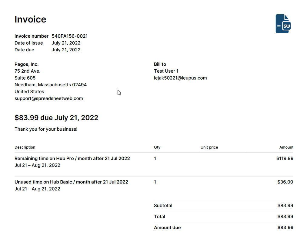 Billing History 07 min: Sample Invoice interface screenshot 7 in Billing History