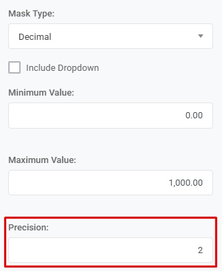 Input Grid Column Properties Decimal Precision: Precision interface screenshot 45 in Input Grids