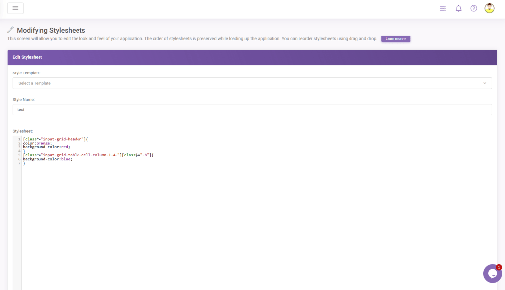 Input Grid Stylesheet: Grid Helper Classes interface screenshot 31 in Input Grids