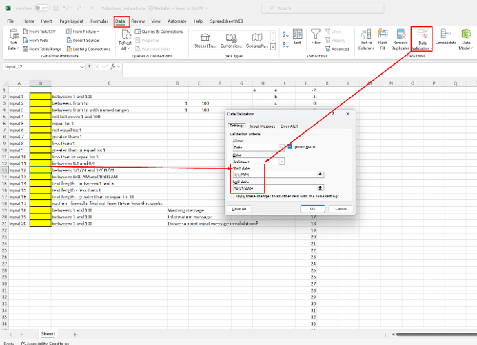 Use Excel Data Validation interface screenshot 27 in Calendar