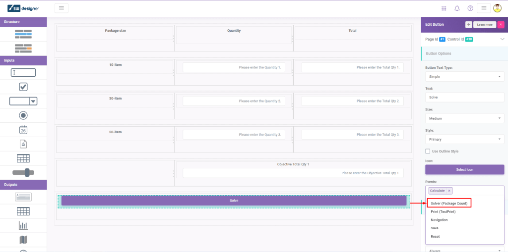 Solver Action Button: User Interface interface screenshot 9 in Solver Event