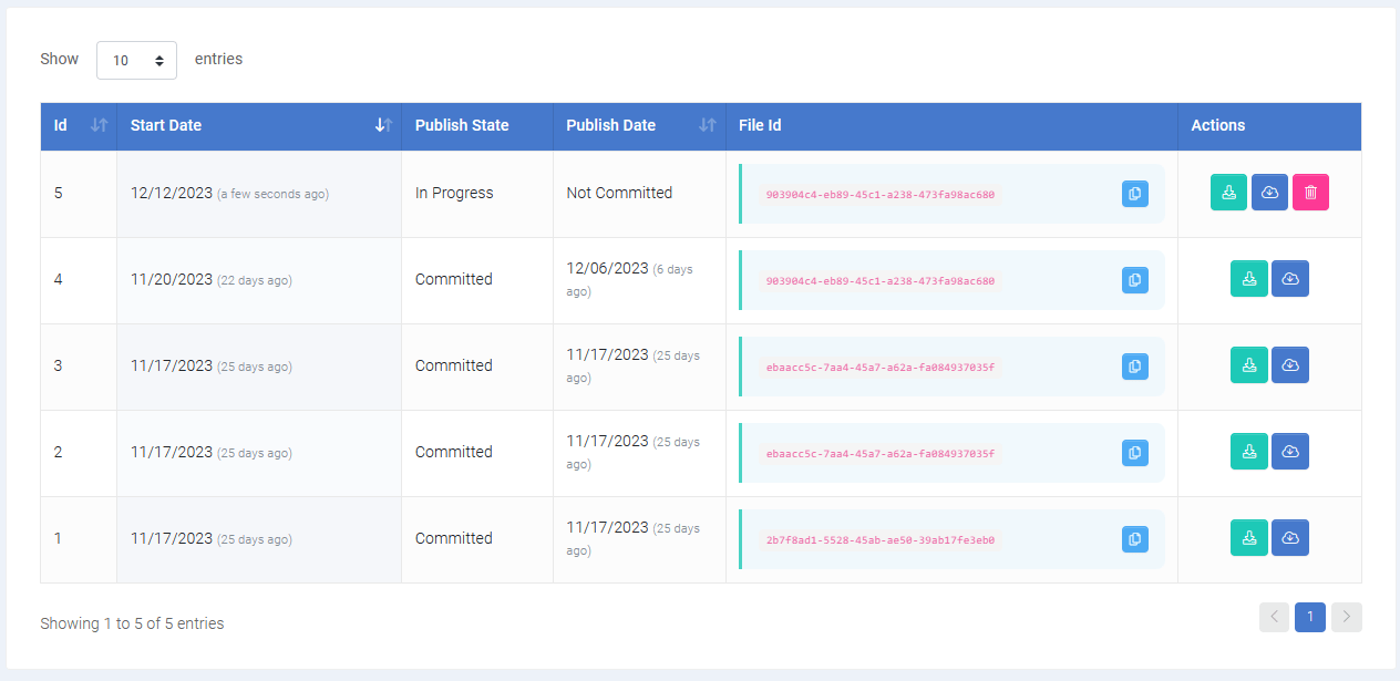 Spreadsheet Web Hub Transaction History: Transaction History interface screenshot 2