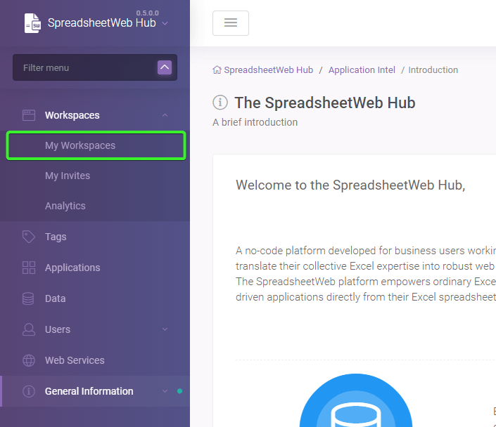 Creating a New Workspace interface screenshot 1 in Workspaces