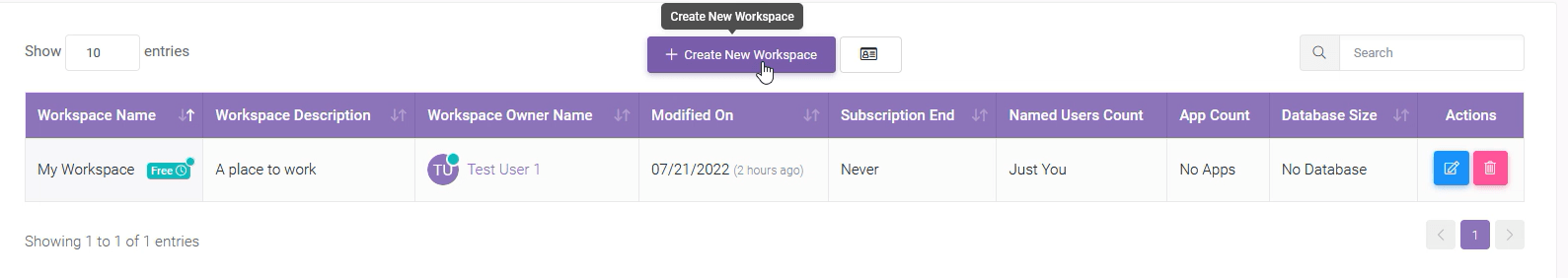 Workspaces 01 min: Creating a New Workspace interface screenshot 2 in Workspaces