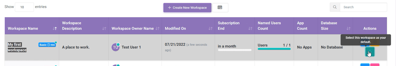Workspaces 04 min: Creating a New Workspace interface screenshot 5 in Workspaces