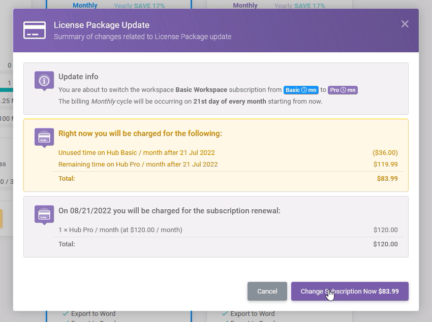 Workspaces 27 min: Upgrading A Workspace Subscription interface screenshot 4 in Subscriptions