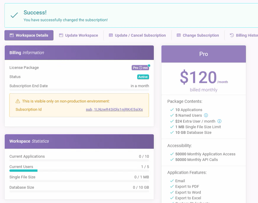 Workspaces 28 min: Upgrading A Workspace Subscription interface screenshot 5 in Subscriptions