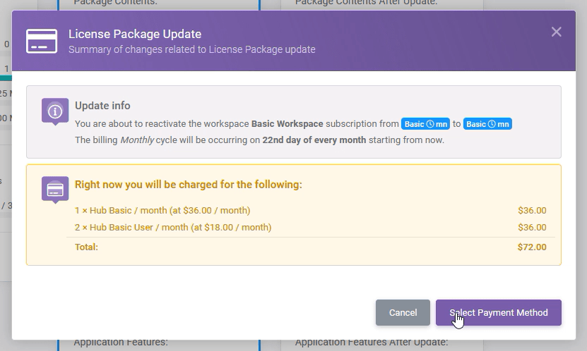 Workspaces 41 min: Reactivating A Workspace Subscription interface screenshot 19 in Subscriptions