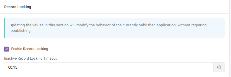 record locking: Enable Record Locking interface screenshot 20 in Application