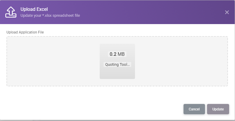 upload application file: Upload New Workbook interface screenshot 5 in Application
