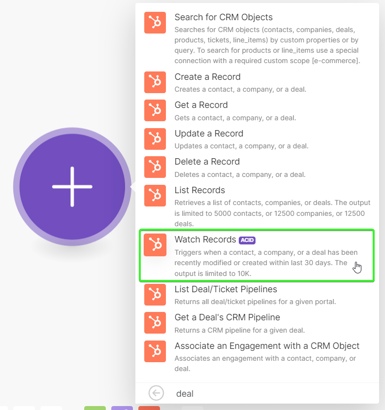 02 Trigger Hub Spot Watch Records: Connecting Quoting Applications to HubSpot interface screenshot 3