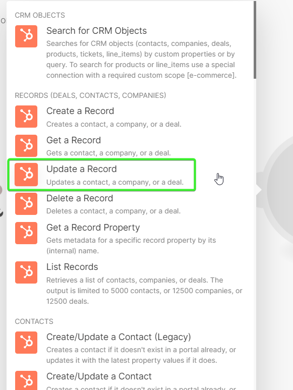 10 Trigger Hub Spot Update a Record: Connecting Quoting Applications to HubSpot interface screenshot 11