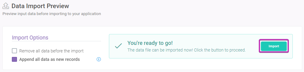 Data Import 05 min: Importing Process interface screenshot 5 in Data Import