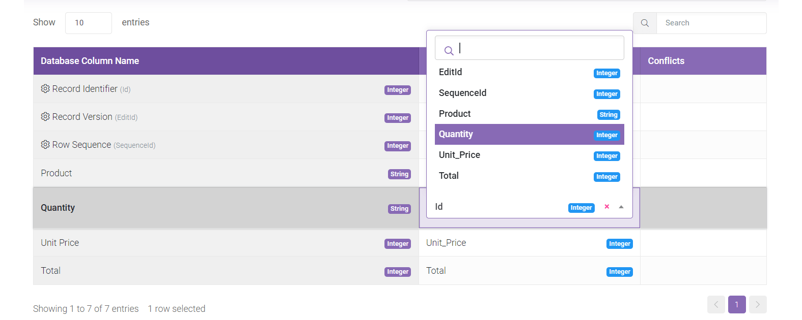 Database Column Binding interface screenshot 15 in Data Import