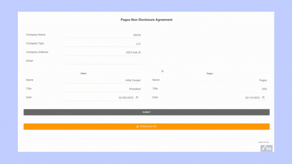 NDA 2gif: Automating E-Signature Collection with Make.com interface screenshot 1
