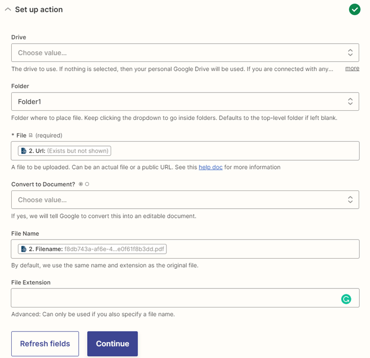 Zapier GD 2: Uploading Files to Google Drive with Zapier interface screenshot 11