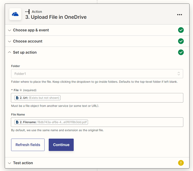 Zapier One Drive 2: Uploading Files to OneDrive with Zapier interface screenshot 11