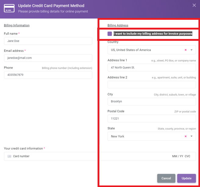 How to Add Billing Adress to Invoice interface screenshot 10 in Payment Methods