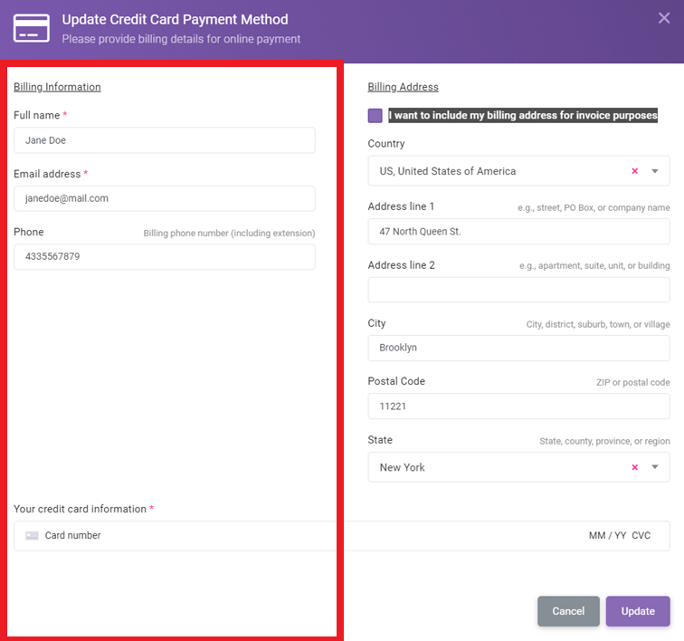 How to Add Billing Adress to Invoice interface screenshot 11 in Payment Methods