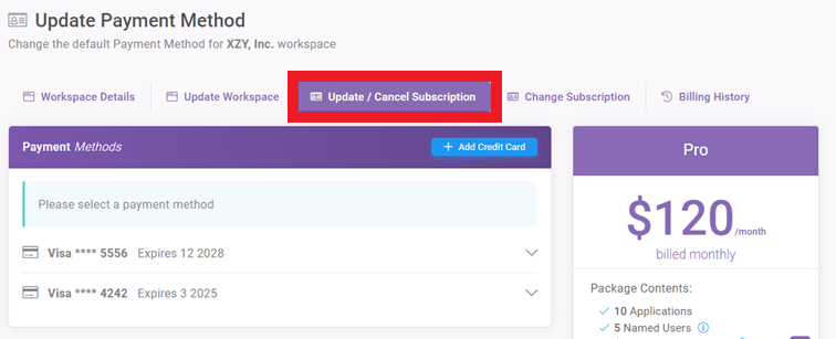 Changing Payment Method interface screenshot 2 in Payment Methods