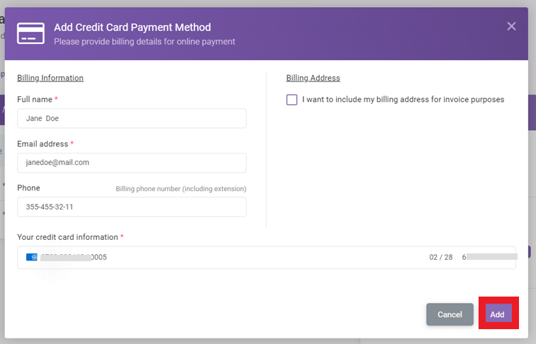How to Add a New Credit Card interface screenshot 5 in Payment Methods